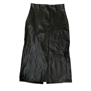 Commando Womens Faux Leather Midi Skirt L Black Pencil High Waisted Vamp Dom